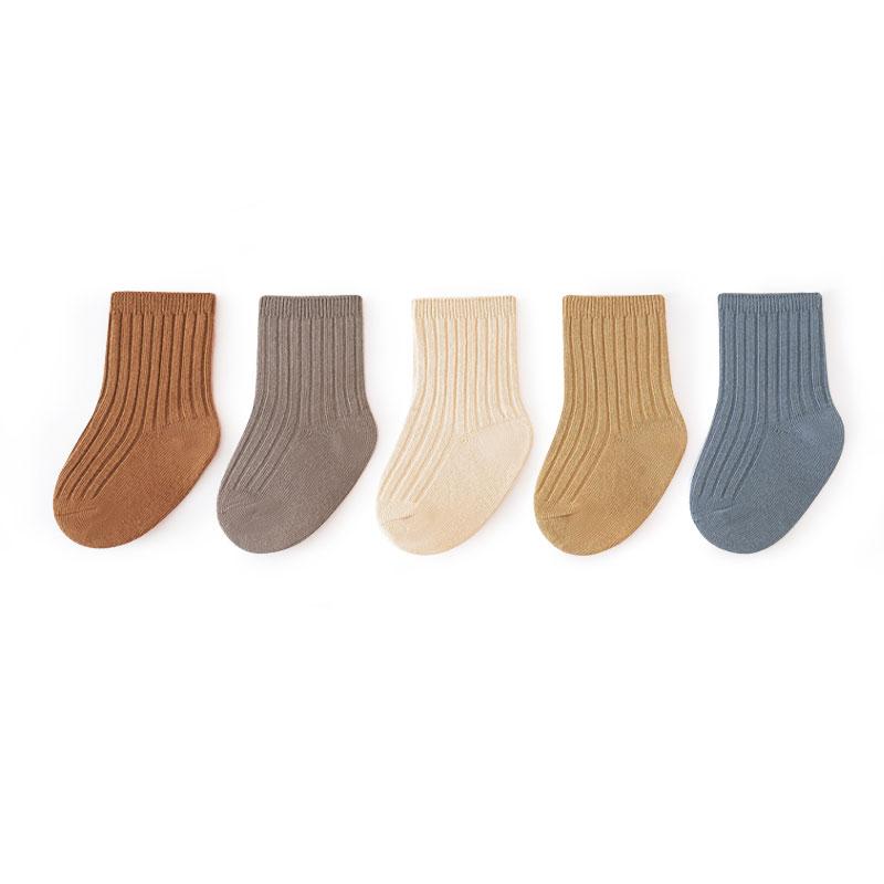 

5 пар/компл. детских носков, носки из чесаного хлопка без костей для мальчиков и девочек, белые однотонные полосатые детские носки для новорожденных 3-5Y