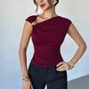 Temperament eenvoudig mouwloos metalen ringontwerp effen kleur dun vest top dames
