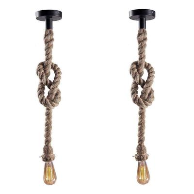Pendelleuchten mit Seil E27 zur Deckenaufhängung, Leuchtmittel nicht enthalten - 40W, 2er-Pack (beige)