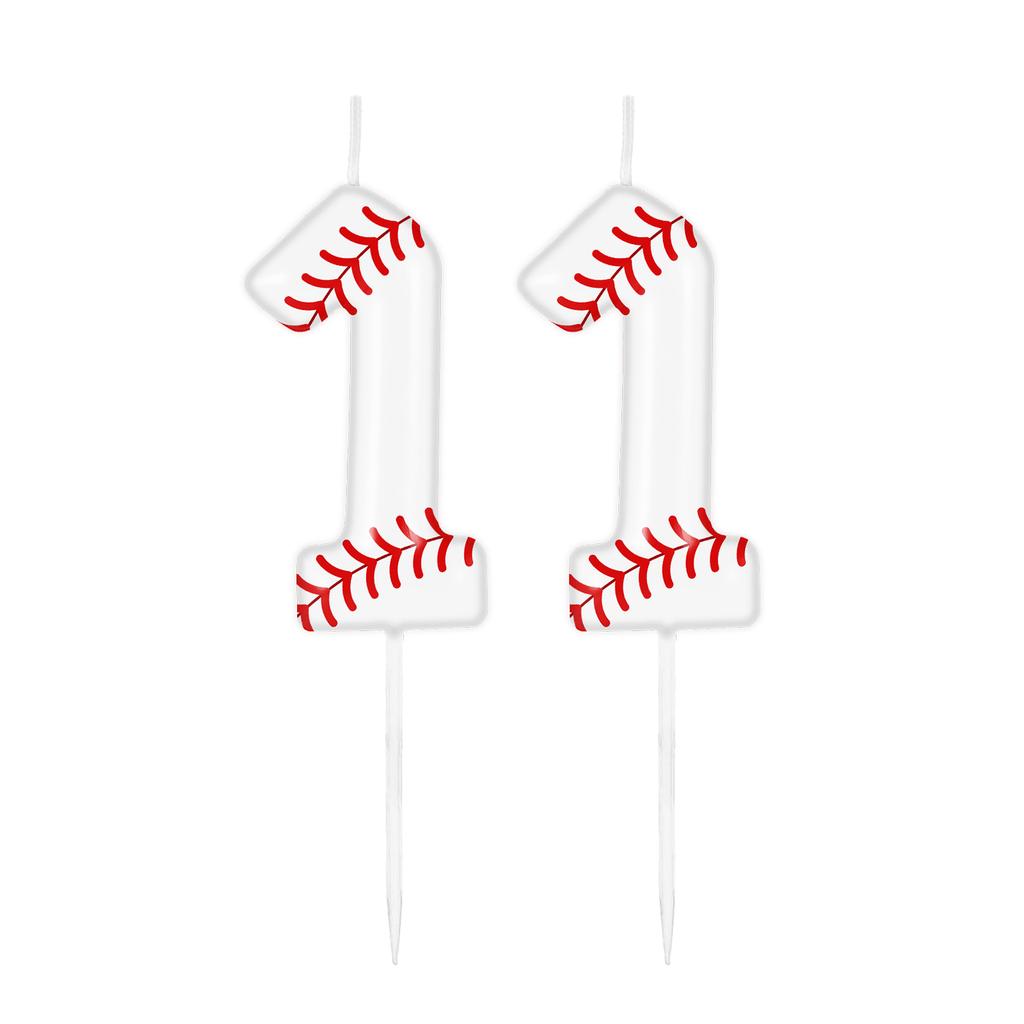 Baseball Themed Birthday White Number0-9 Candles, Boys Girls Kids Happy Birthday Cake Topper Reunions Theme Party Supplies Gifts