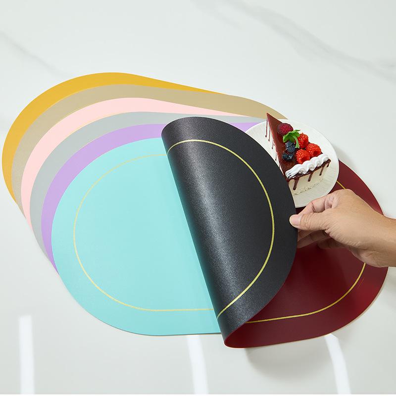 Waterproof Leather Oval Dining Table Placemat - Oil-Proof, Insulated Mat for Home & Hotel