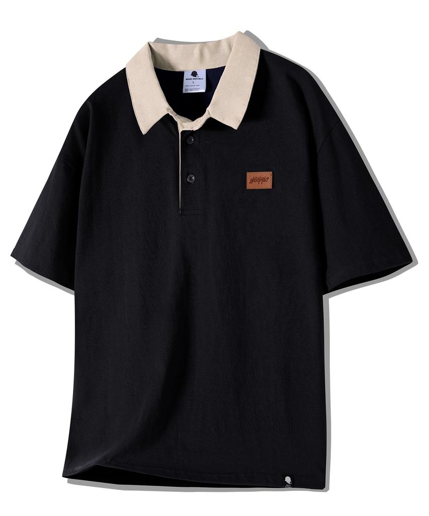 GHOST REPUBLIC Rugby Collared Short Sleeve Tee Gt-389_Black(Brown)