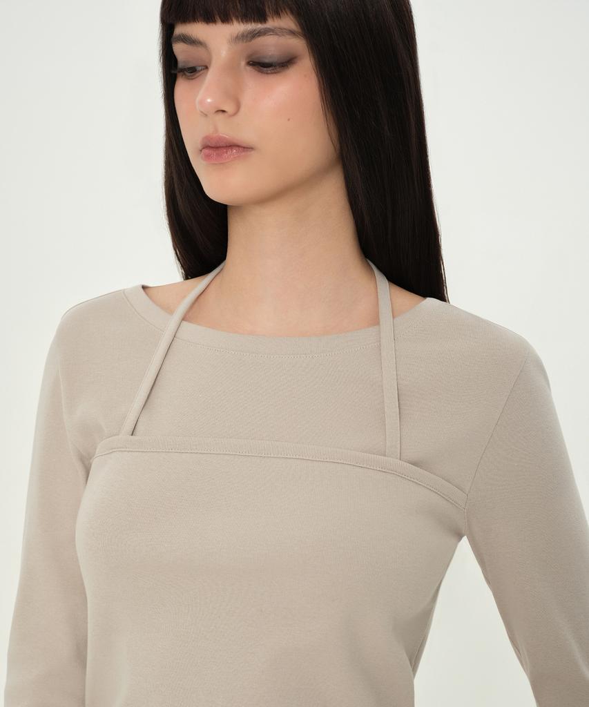 MUSINSA STANDARD WOMAN Women'S Halter String Layered Long Sleeve T-Shirt [Mushroom]