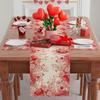XCHI Wild Flowers Love Hearts Valentine’s Day Table Runner Table Decoration for Party Home Kitchen Dining Holiday Decor 13x72 Inch
