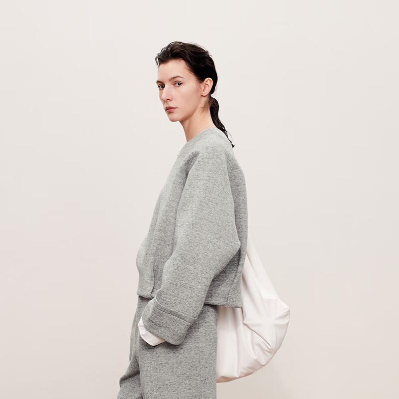 Less 2024 Autumn Cropped Loose-fit Crew Neck Pullover Sweatshirt