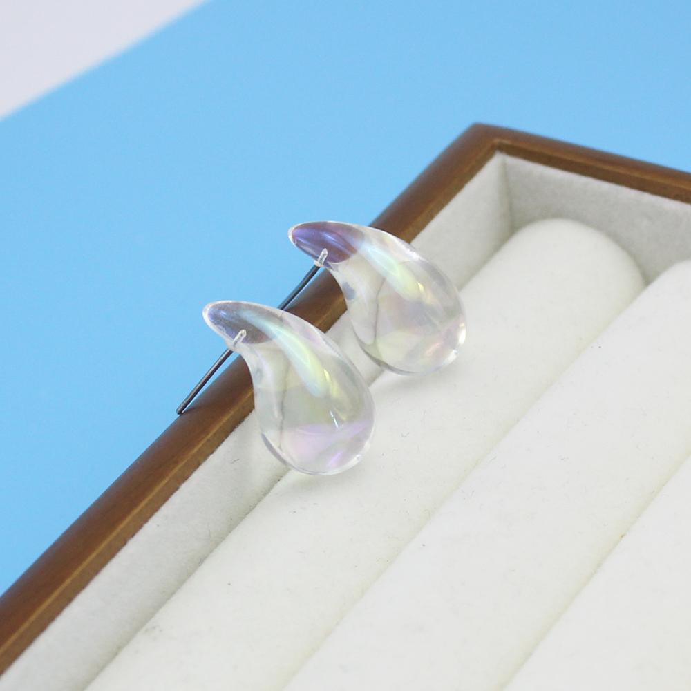 

Waterdrop Acrylic UV AB Color Transparent Smooth Stud Earrings for Women Hyperbole Punk Geometry Party Zircon Christmas Gift