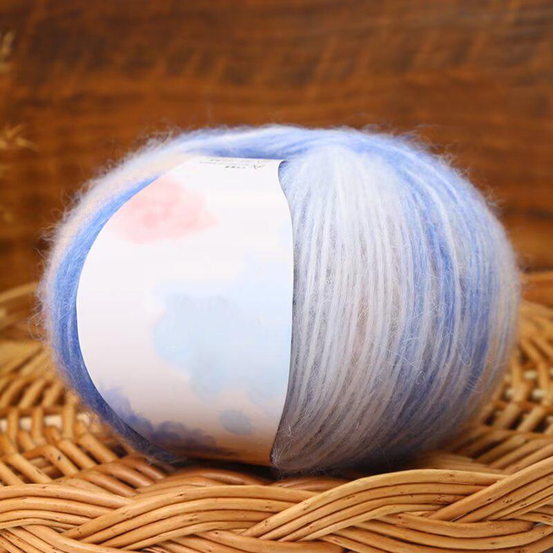 

50g Natural Knitted Premium Soft Mohair Gradient Colored Silk Handmade Thread M