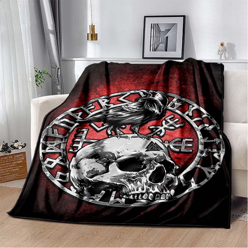 3D Viking Odin Valhalla Nordic Mythology Symbols Blanket,Soft Throw Blanket for Home Bedroom Bed Sofa Picnic Office Travel Cover
