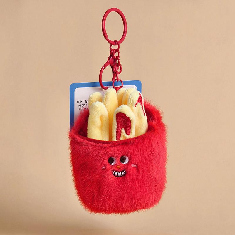 Hamburg Cute Fries Plush Doll Key Chain With Food Shapes For Collecting Gifts