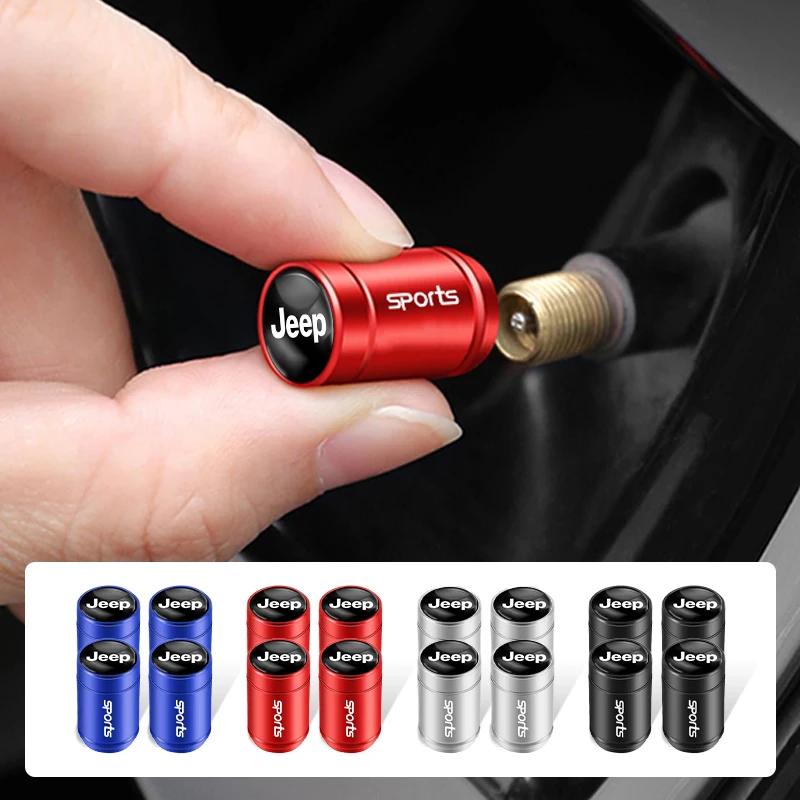 4Pcs Aluminum Alloy Tire Valve Stem Caps Dustproof Air Valve Caps Car Accessories For Jeep Wrangler Grand Cherokee Compass ANT1