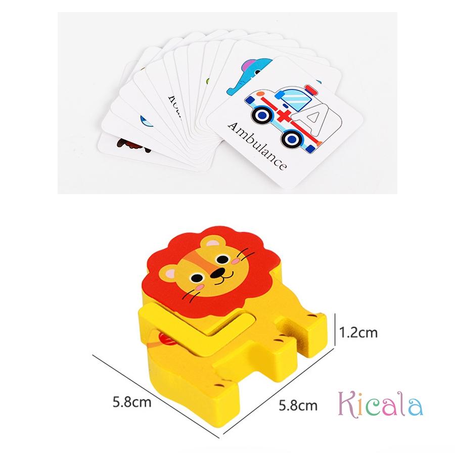 Wooden Animal Alphabet 3D Puzzle Toys Montessori ABC Learning Educational Toys For Toddlers Kids Early Preschool Gift