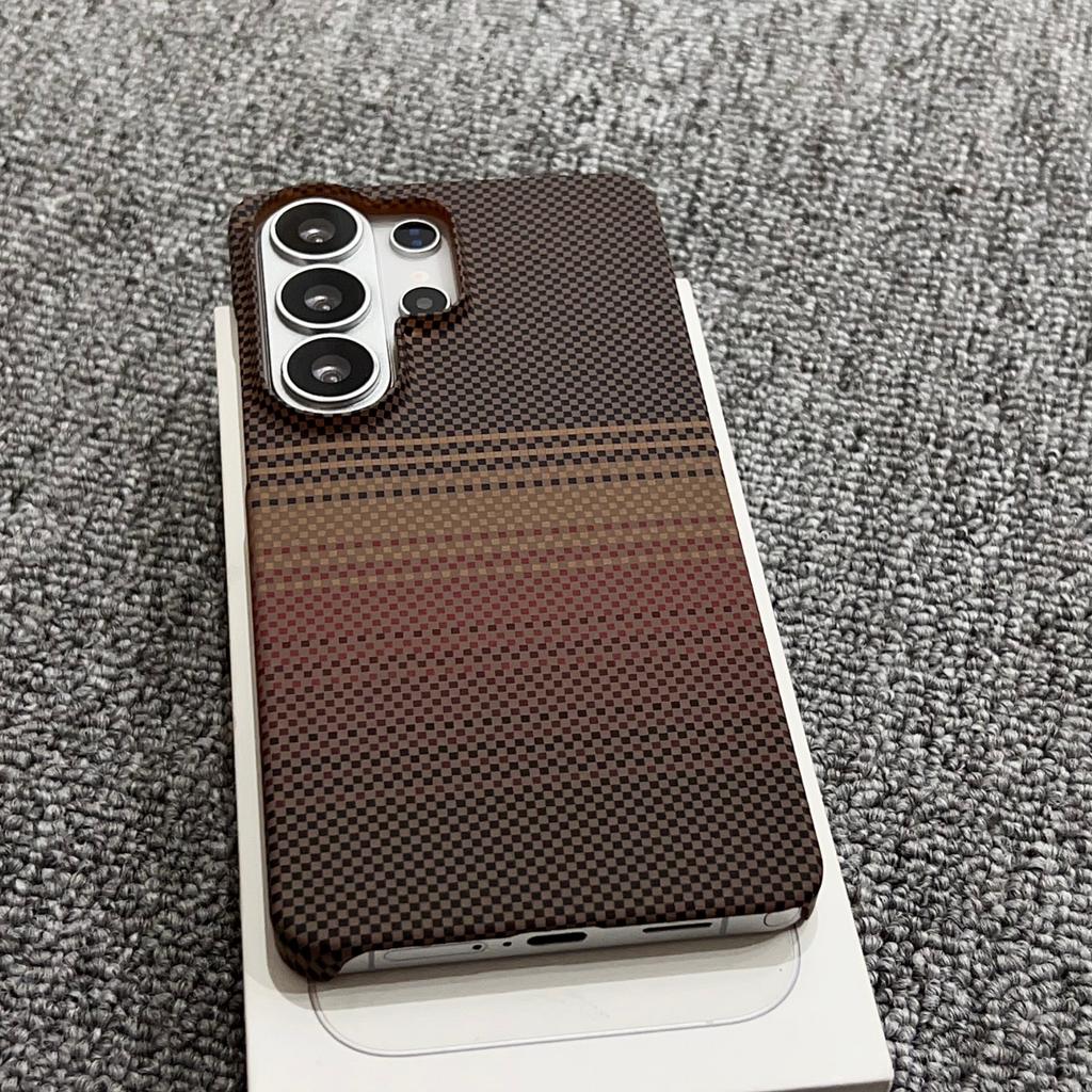 Slim Frameless Carbon Fiber Pattern Plastic Magnetic Case For Samsung S26 S25 S24 Ultra Plus For Magsafe Wireless Charge Cover