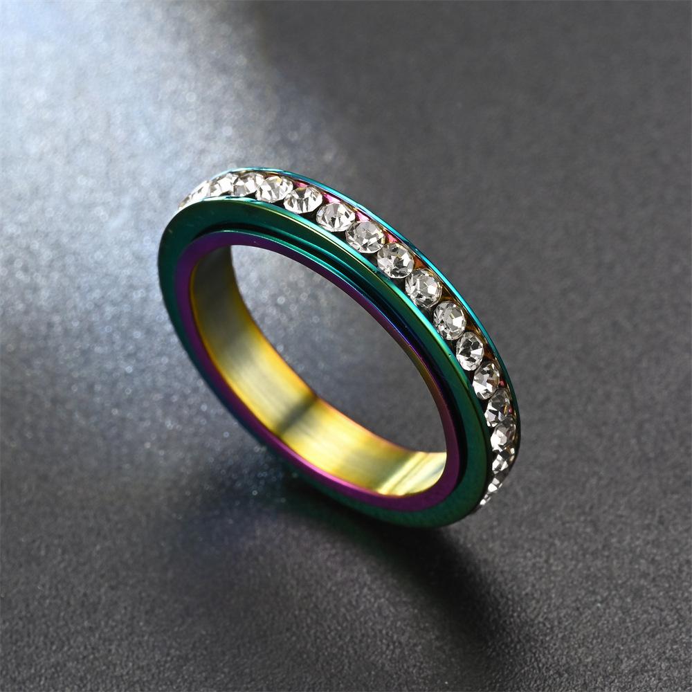 Fidget Anxiety Ring Drive Away Your Anxiety Stainless Steel Ring Spinner Band Rings Cubic Zirconia Rings Women Jewelry Gift