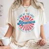 Retro America Shirt America The Beautiful 4th Of July Tops Fourth Of July Patriotic Usa Gift Unisex Graphic Tee