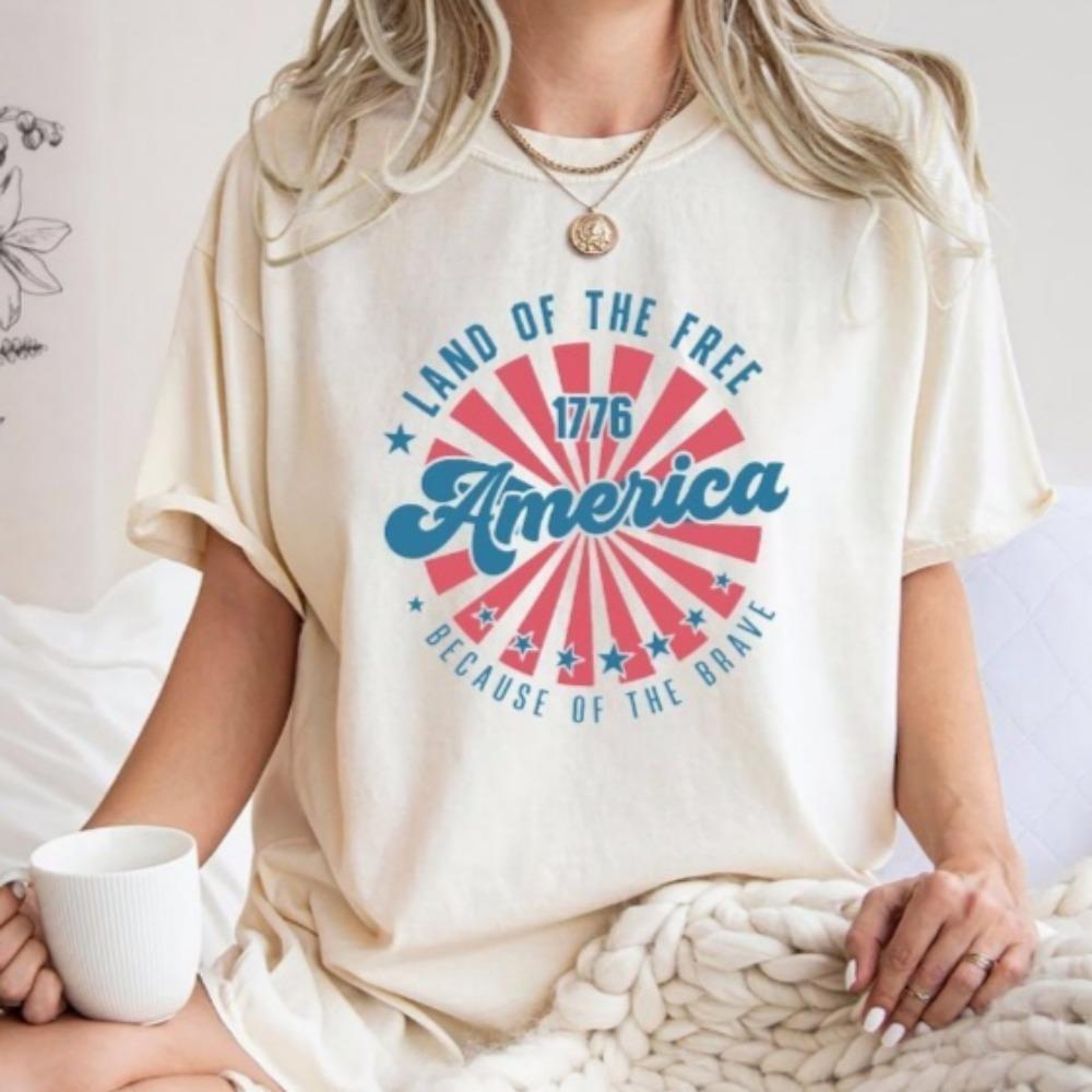 Retro America Shirt America The Beautiful 4th Of July Tops Fourth Of July Patriotic Usa Gift Unisex Graphic Tee