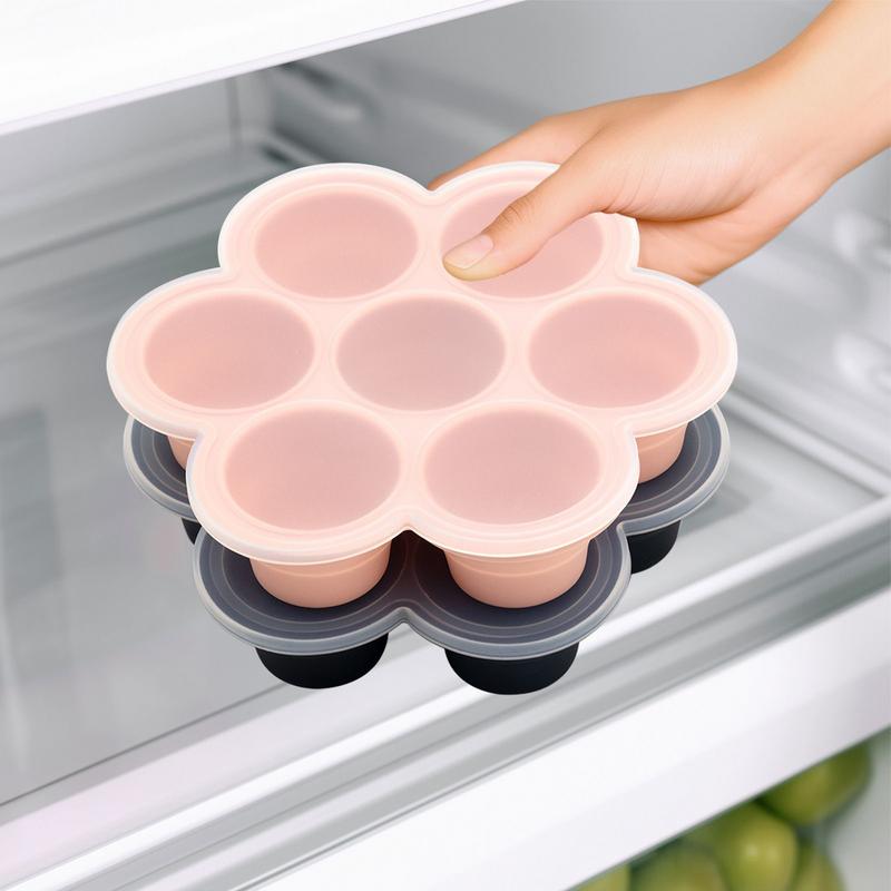 Ice Block Tray 7-Cavity Silicone Freezer Ice Block Mold Drinks Making Easy-Release Tool Non-Sticky Food Container for Home