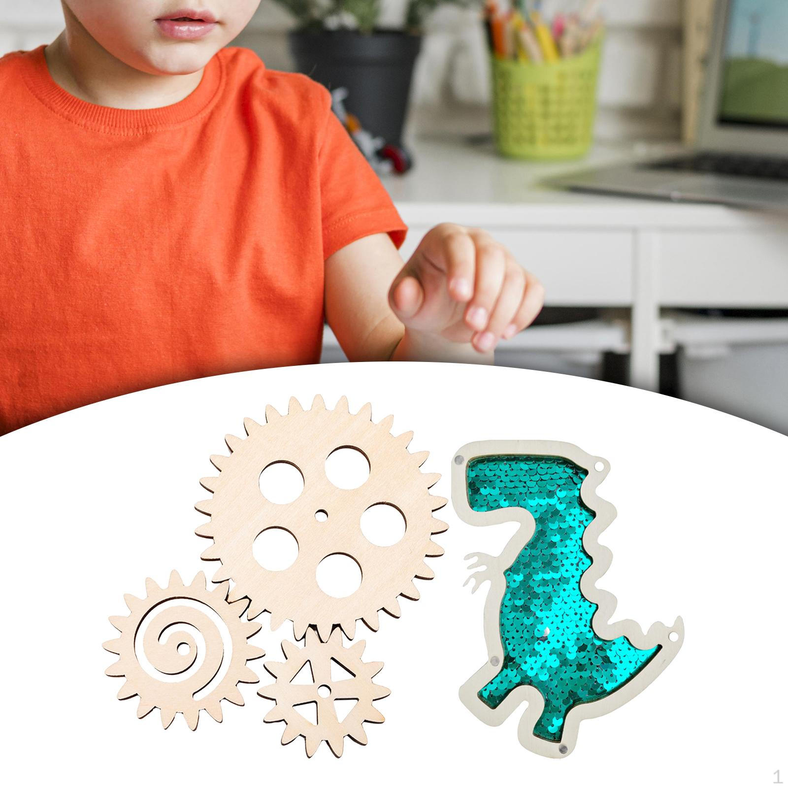 

4 Pieces Busy Board Accessories Gears Teaching Aids Early Educational Toy Wooden Dinosaur зелений
