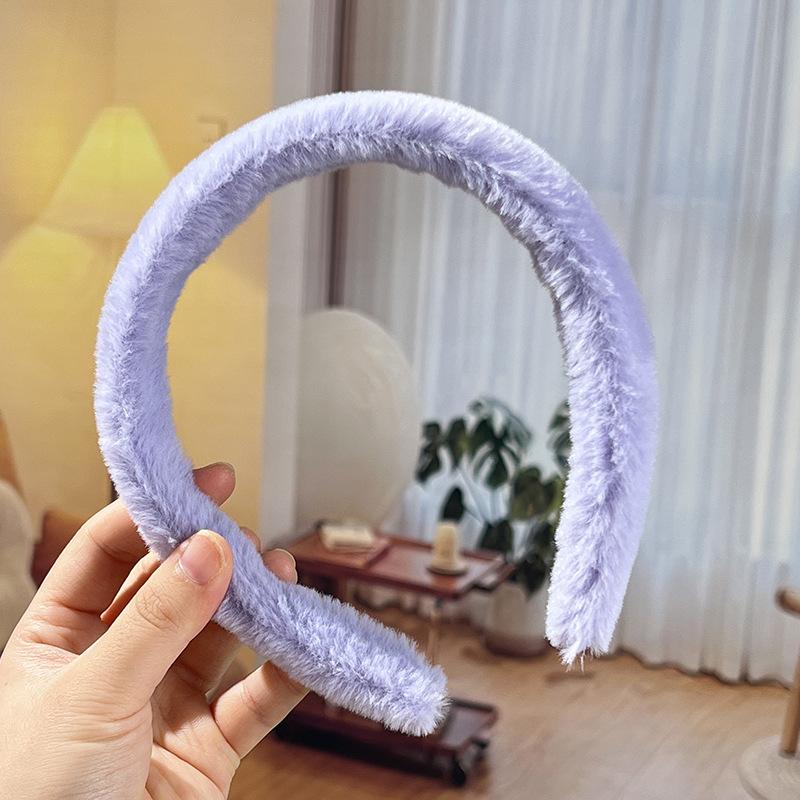 Herbst/Winter Damen Einfaches Bonbonfarbenes Plüsch-Stirnband mit breiter Krempe - Niedliches und vielseitiges Haaraccessoire
