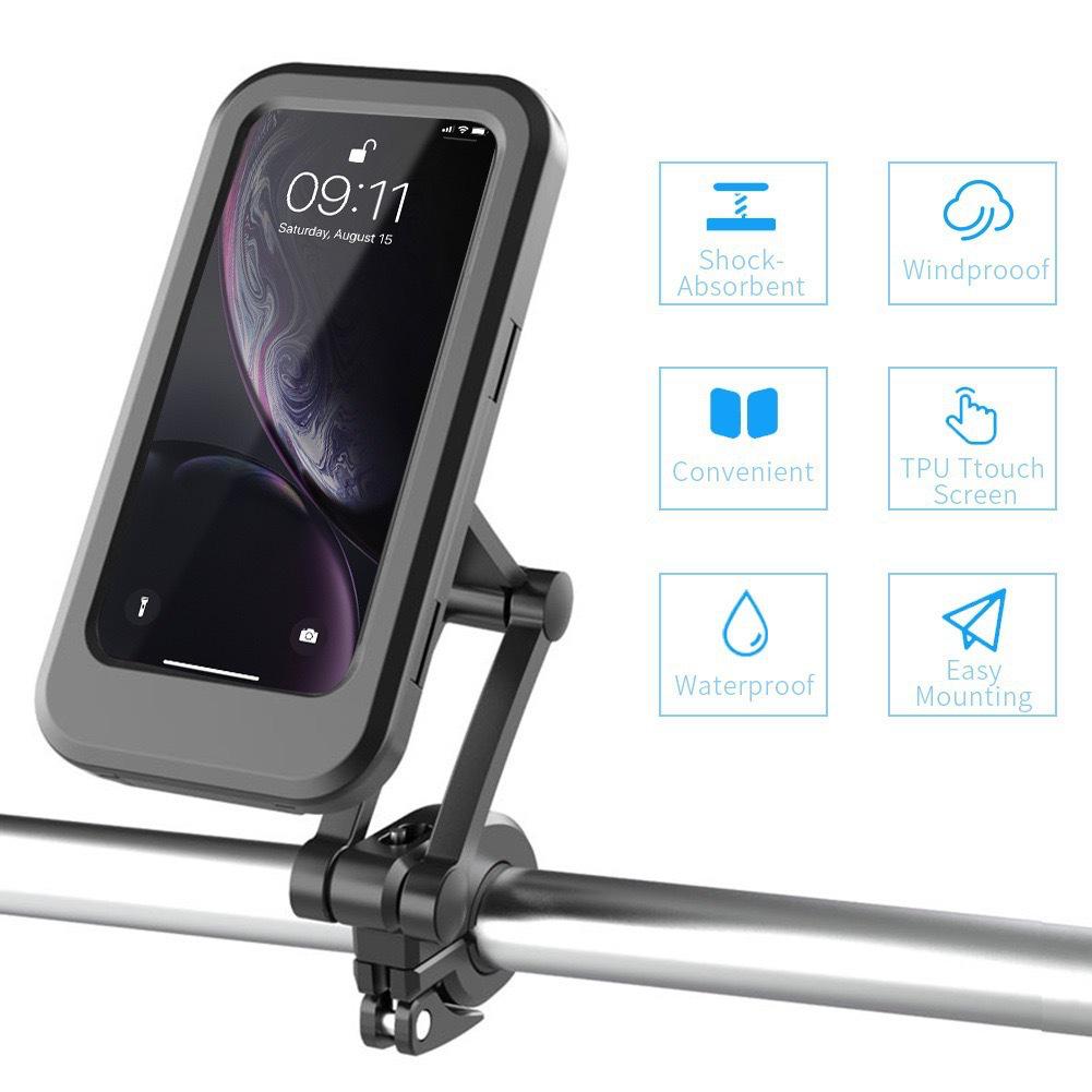 Waterproof Anti-Shake Phone Holder for Motorcycles & Bicycles - Retractable, Cross-Border Navigation for Outdoor Riding and Takeaway Delivery.