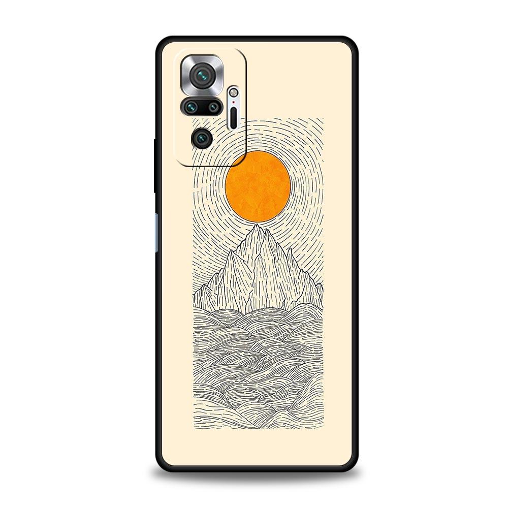 Abstract Mountain Sunrise Line Phone Case For Xiaomi Redmi Note 15 14 13 12 5G 11 10 Pro Plus 4G 9S 14C 13C 12C 10C TPU Cover