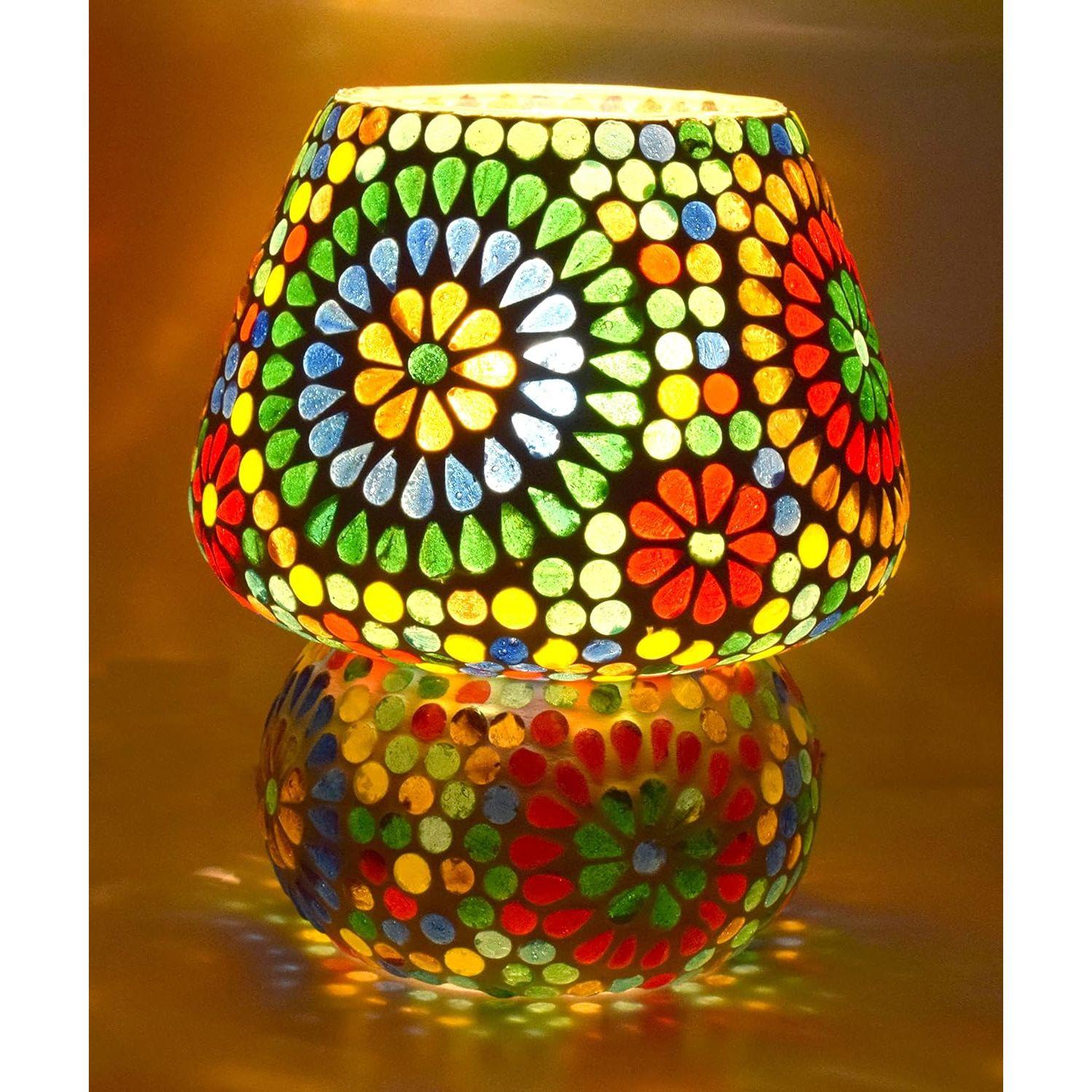 

Мозаичная стеклянная лампа в форме гриба для украшения дома/офиса/фестиваля (Лампочка в комплект не входит.) ( 17 см)