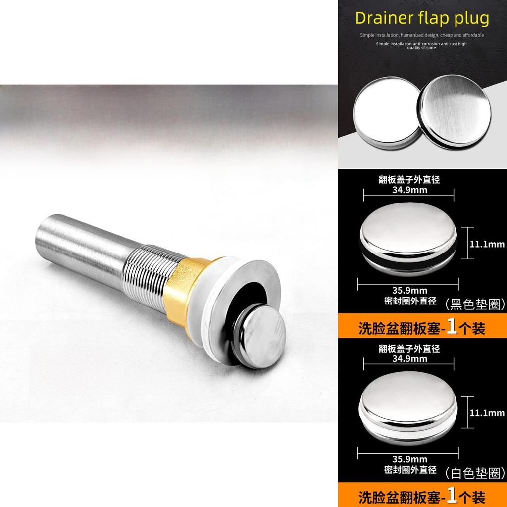 Durable Stainless Steel Flip Top Basin Stopper With White Rubber Ring For Contemporary Bathrooms