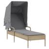VidaXL Chaises longues lot de 2 avec auvents et table beige poly rotin, lit de bronzage, chaise longue inclinable, lit de 3261572