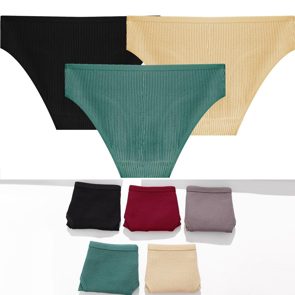 FINETOO Women Cotton Panty Sexy Waffle Female Low Waist Briefs Comfortable Underwear