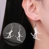 My Shape Ski Girl Drop Earrings for Women Sports Lover Skier Skiing Dangle Earrings Artistic Gymnastics Stainless Steel Jewelry