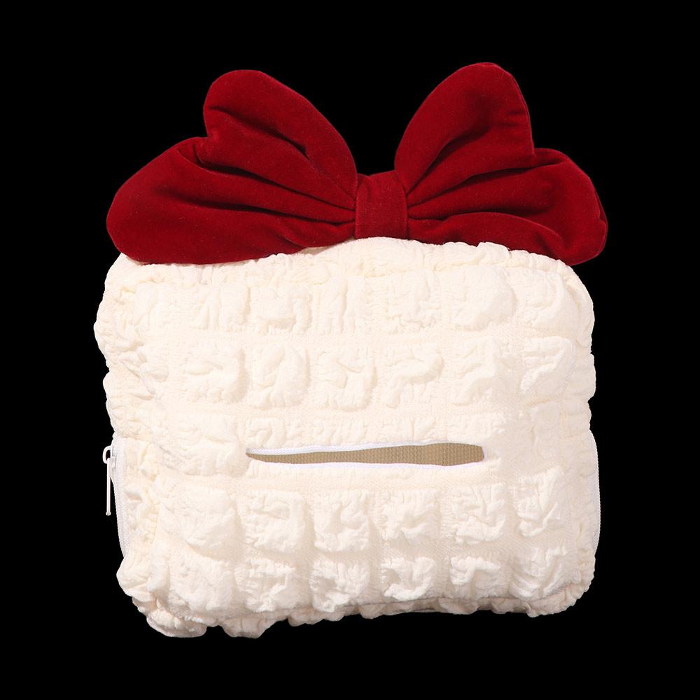 Puff Grid Car Hanging Napkin Holder Bow Paper Organizer Storage Bag  Headrest Armrest