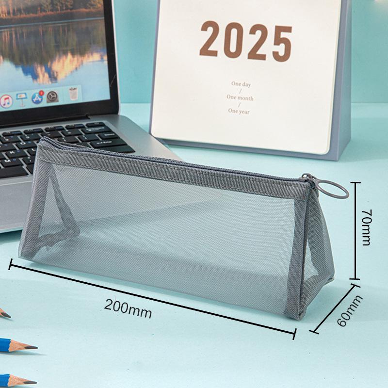 Transparent Mesh Pencil Case - Large Capacity Minimalist Bag for Students