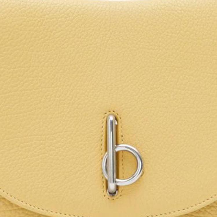 Burberry Rocking Horse Logo Embossed Flap Closure Calfskin Saddle Bag Women Handbags Daffodil-Yellow 80811631