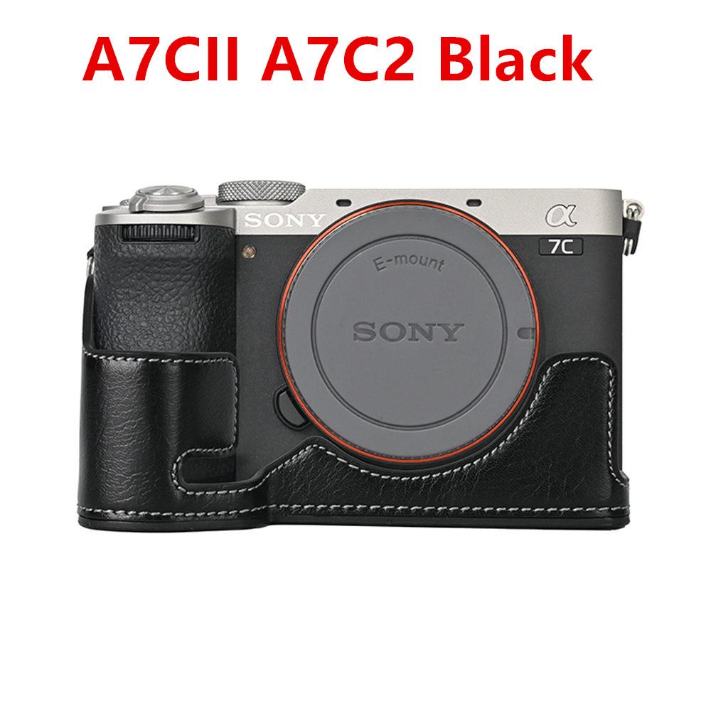 PU-Leder Kamera Halbkörperhülle für Sony A7CII A7C2 mit Batterieöffnung Bodenabdeckung