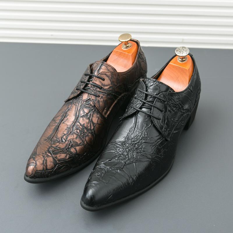 Men Dress Derbys Formal Business Leather Shoes Black Pointed Toe Tuxedo Wedding Shoes Plus Size