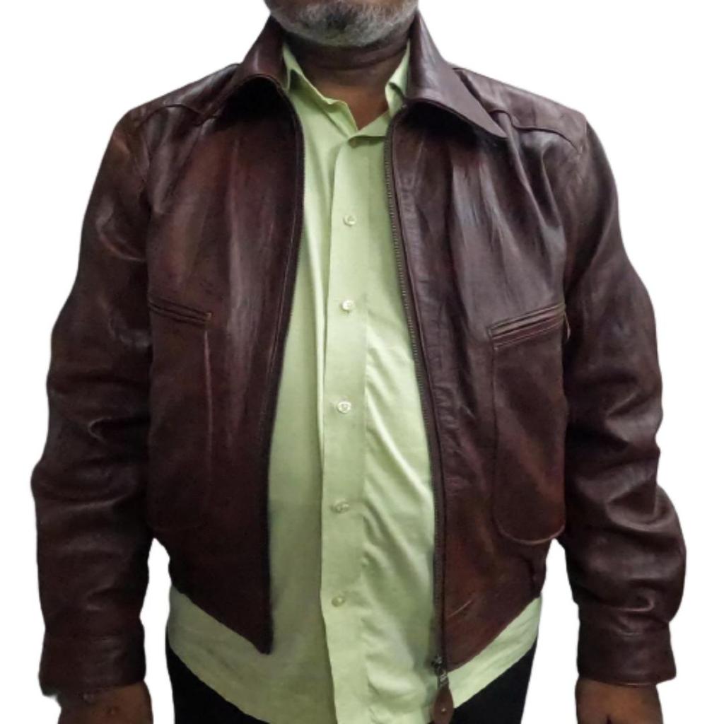 NOORA Men's Lambskin Nappa Antique Brown Leather Motorcycle Biker Jacket Vintage Style Casual Coat | Clubbing Jacket |