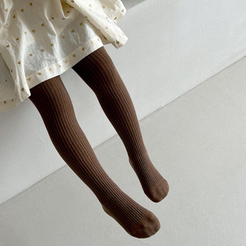 Girls' Pantyhose Children's Leggings Solid Color Vertical Striped Kids Pantyhose