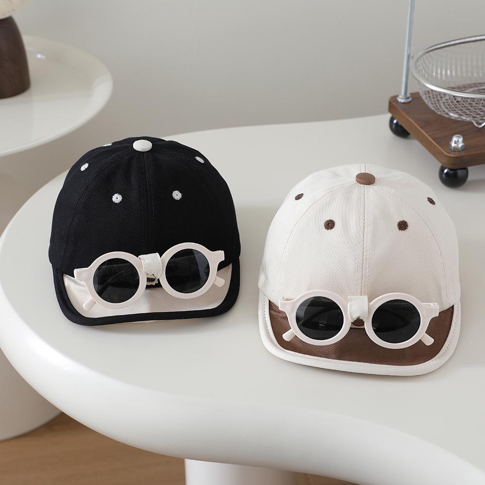 Children's Stylish Sun Protection Baseball Cap with Soft Brim and Sunglasses for Boys and Girls