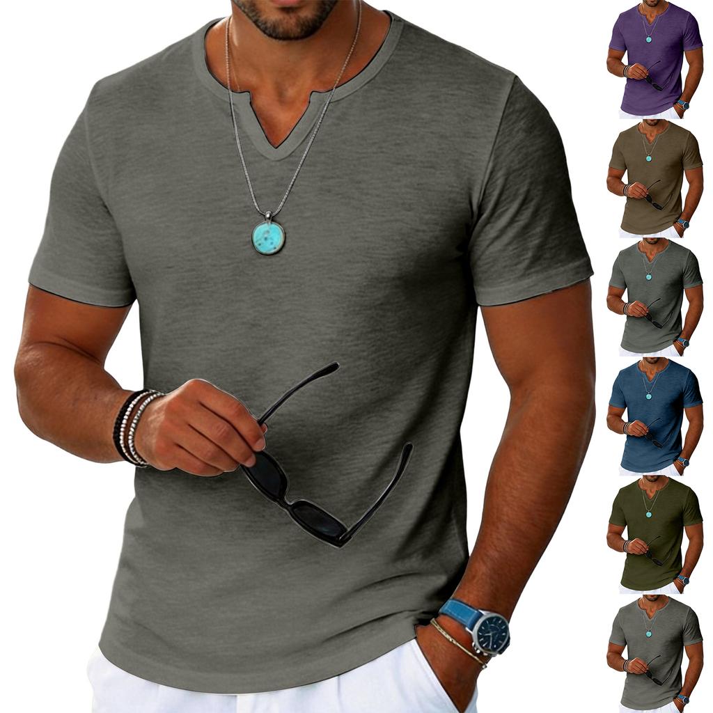 Men Short Sleeve V Neck T Shirt Casual Lightweight Soft Fabric Fit Basic Top for Everyday Wear