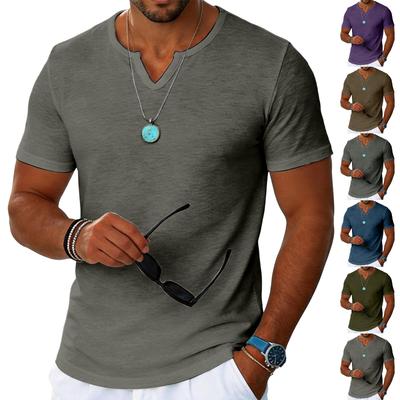 Herren Kurzarm V-Ausschnitt T-Shirt Lässig Leichtes Weiches Gewebe Passform Basis Oberteil für den Alltag