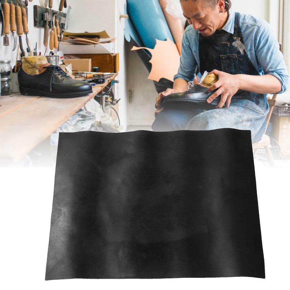 Verschleißfeste Rutschfeste Schuhsohle Damen Herren Rindsleder Sohlenpolster 38,7cm x 53,5cm x 2mm(Schwarz)