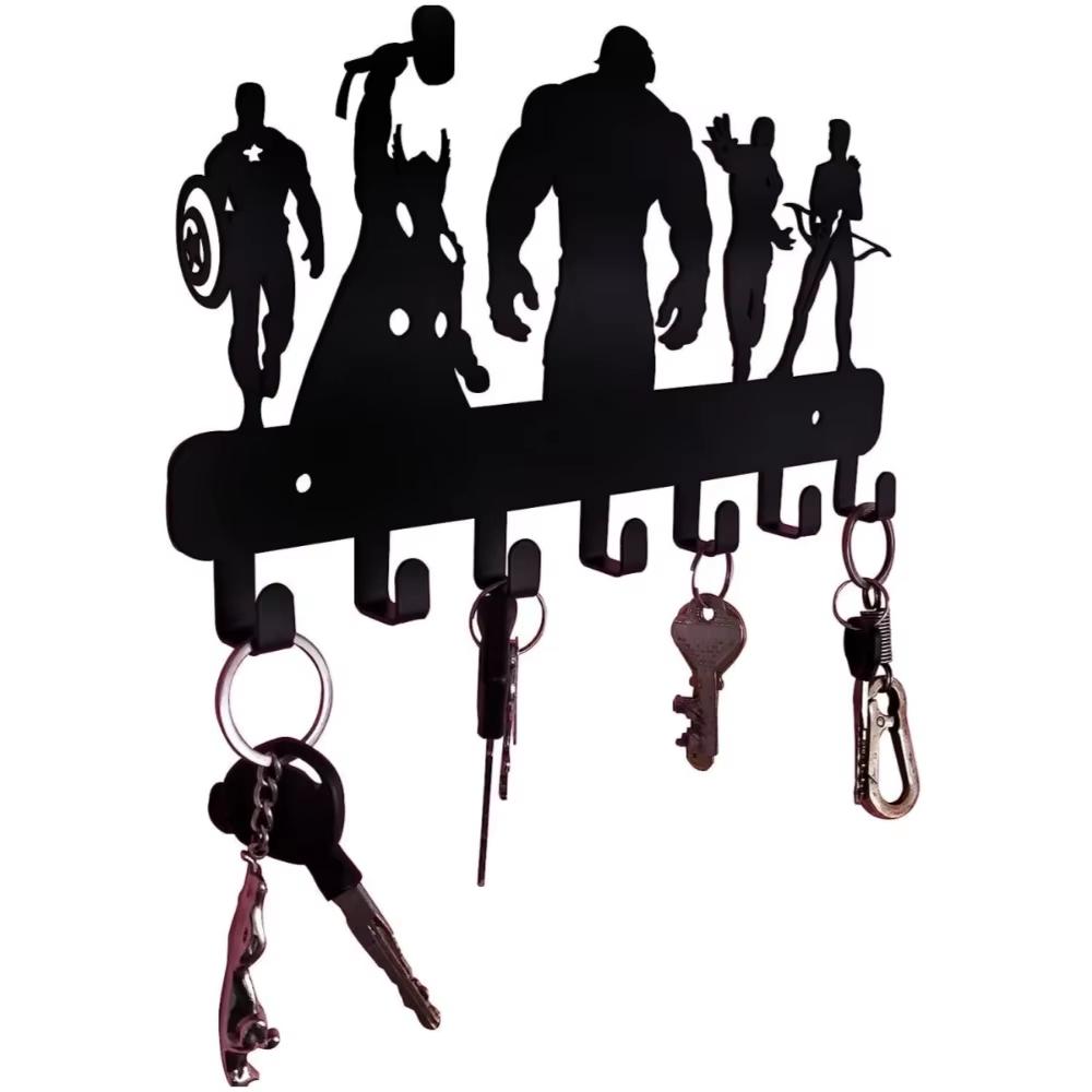Настенный металлический держатель ключей и органайзер на 7 крючков: Стильные крючки — фото 4