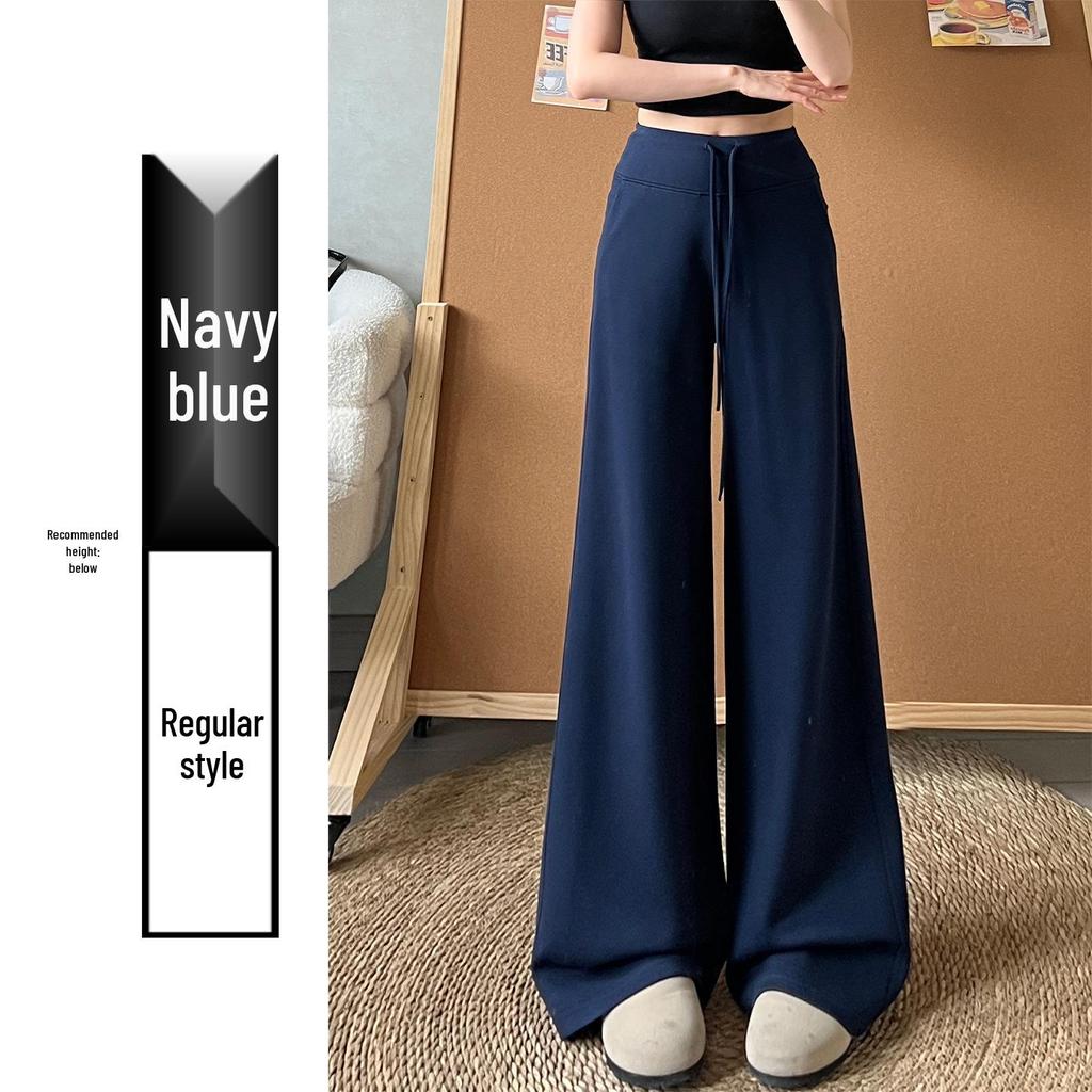Spring 2026 Deep Gray Plus Size High-Waisted Wide-Leg Pants for Women