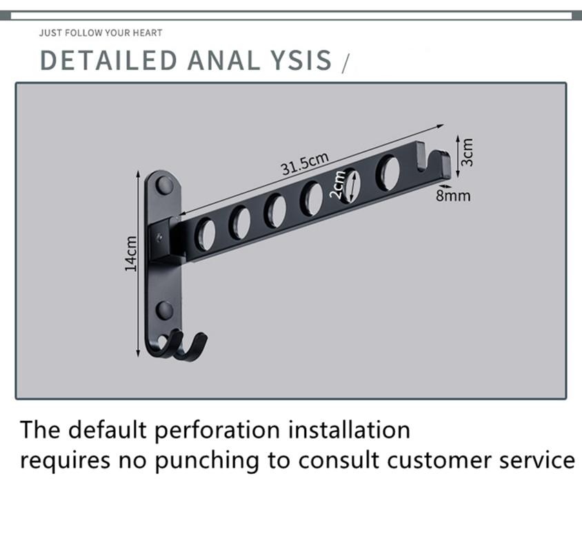 Schwarzer Einziehbarer Kleiderbügel Wandmontiert Wäscheständer Faltbare Trockenständer Platzsparend Für Badezimmer Balkon