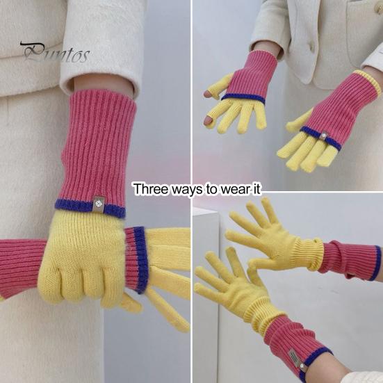 1 paire de gants d'hiver épais en tricot à cinq doigts pour femme, unisexe, antidérapants, pour écran tactile, pour la conduite, le golf, le ski, le patinage