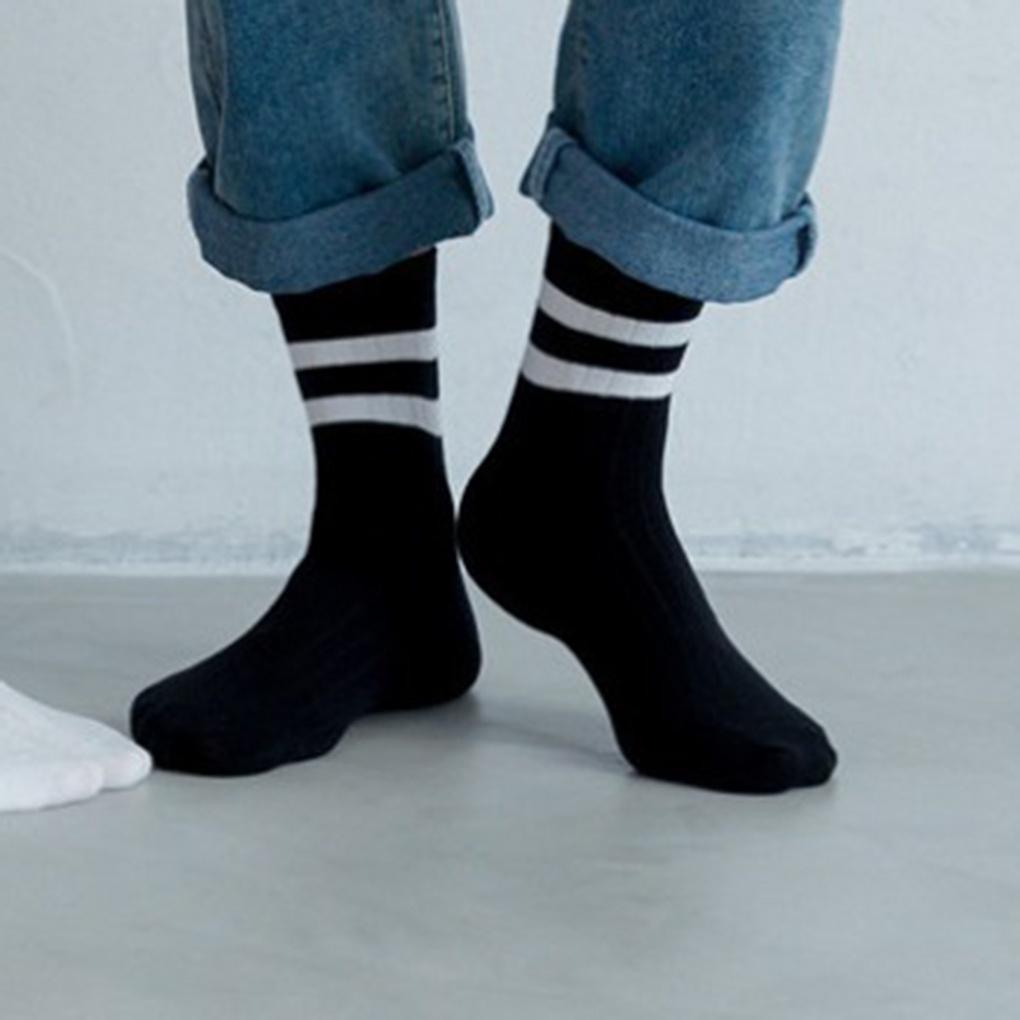 Double Line Women's Mid-Calf Socks (20 Pairs) (Black) Student Socks