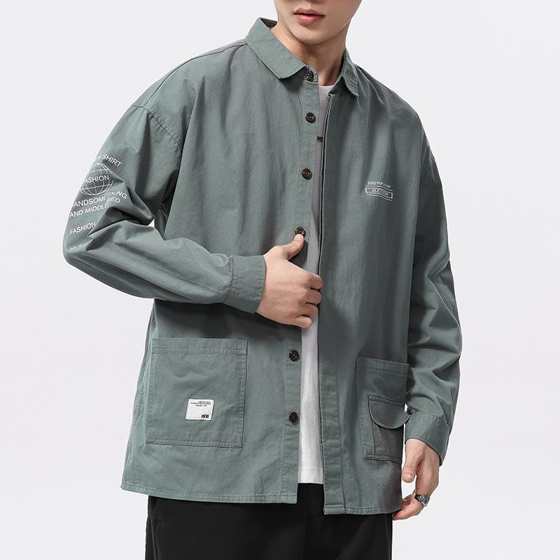 Spring New Solid Color Shirt for Long Sleeves for Men Fashion Trend Casual Cotton Shirt