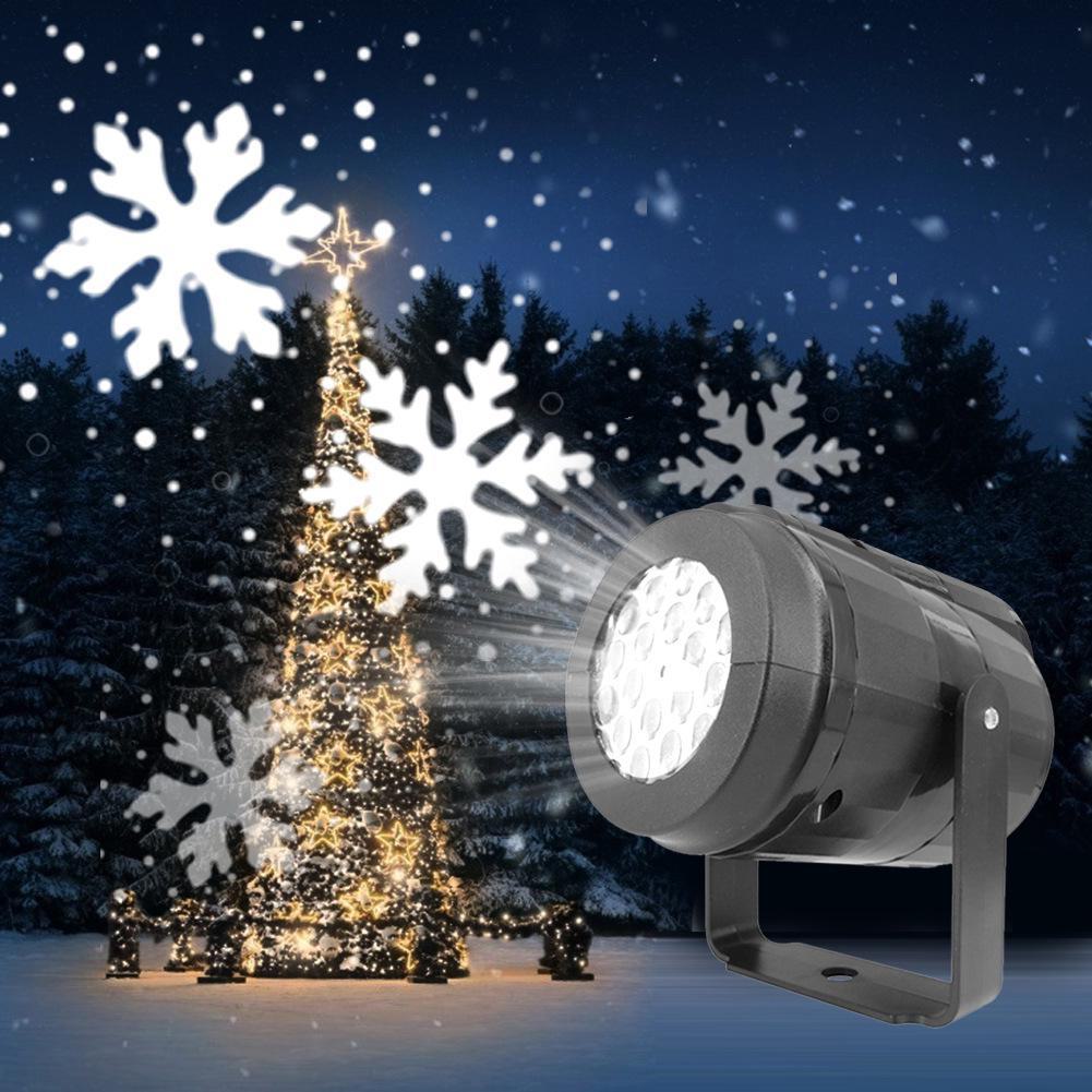 Rotating LED Snowflake Projector, White Blizzard Pattern Light, Halloween Laser Stage Light