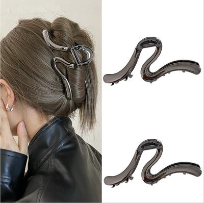 Fashion Geometric Claw Clips Women Large Metal Silver Color Korean Fashion Shark Hair Clips Grab Clamps Girls Hair Accessories