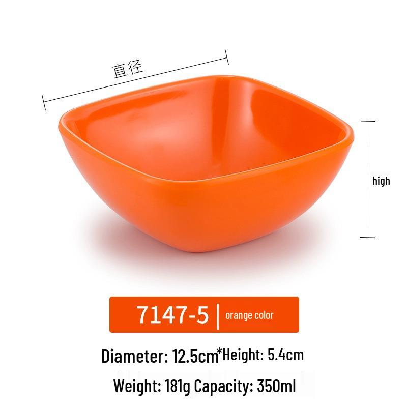 Melamine Imitation Porcelain Square Bowl – Plastic Soup, Dessert, BBQ, Bibimbap, Small Dish for Fast Food.