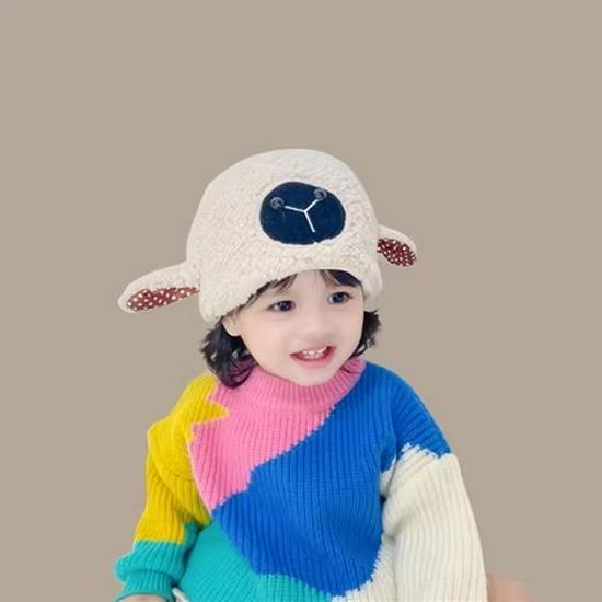 Solid Color Plush Baby Ear Protection Hat for Boys and Girls - Warm Autumn/Winter Style